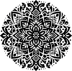 Mandala design, round geometrical shape decorative Floral design Silhouette Motif Pattern, round shape Flower design elements silhouette pattern black and white 
