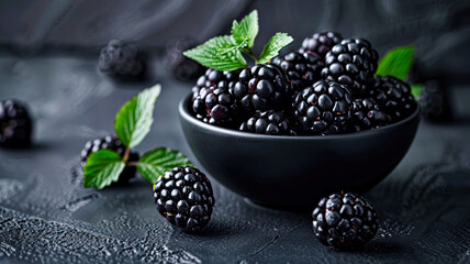 Brombeere in schwarzer Schalle mit schwarzem Hintergrund