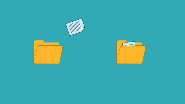 File transfer concept animation. folder to folder file transfer. office animated video footage transparent with 4K quality