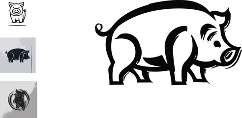 pig logo icon silhouette vector style