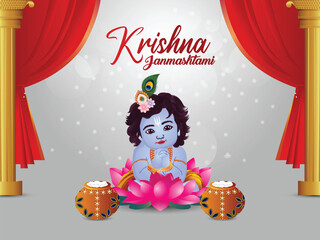Janmashtami indian festival creative vector illustration of lord krishna