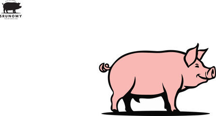 pig logo con silhouette vector style
