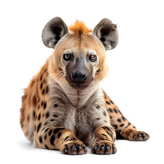 Fototapeta premium Hyena, hyaena, African predatory animal, portrait, close-up, isolated on white 