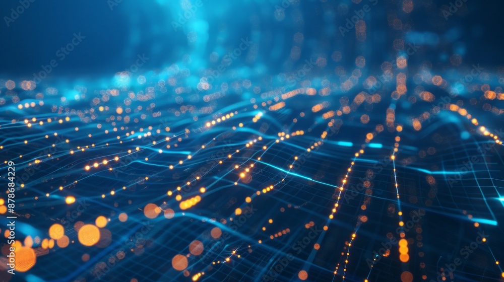 Aufkleber digital network abstract background. abstract background with blue and orange digital network, perfe