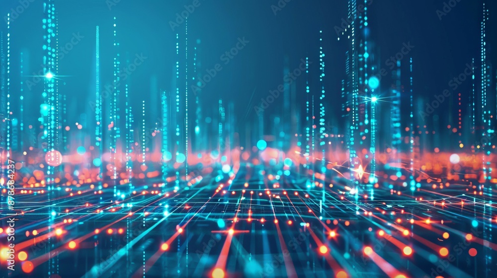 Aufkleber digital network lights. abstract background featuring a futuristic digital network with glowing ligh