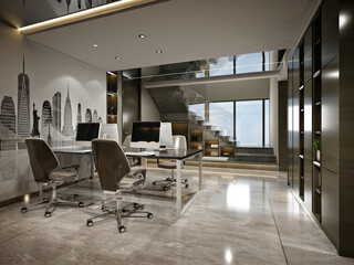3d render modern office interior