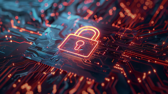 Cyber security padlock icon background. wallpaper.
