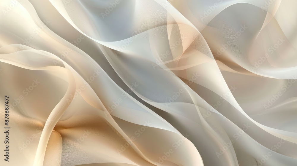 Fototapete An intricate abstract background with fluid, dynamic lines in neutral colors of beige, ivory, and soft gray, capturing the essence of smooth, flowing paint.