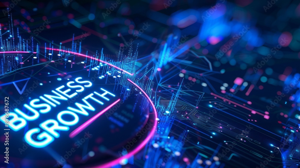 Aufkleber business growth data visualization. abstract visualization of data points, lines, and glowing text d