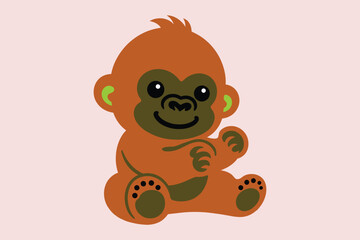monkey cartoon art  silhouette illustration.