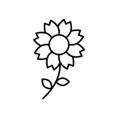 flower line icon with white background vector stock illustration