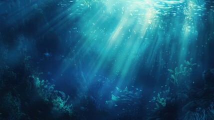 Fototapeta premium Sunlight Beams Through Ocean Depths
