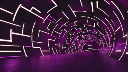 An empty, neon-lit tunnel offers an abstract, immersive background with a wallpaper feel, perfect as a best-seller for futuristic themes