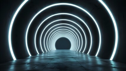An empty, neon-lit tunnel offers an abstract, immersive background with a wallpaper feel, perfect as a best-seller for futuristic themes