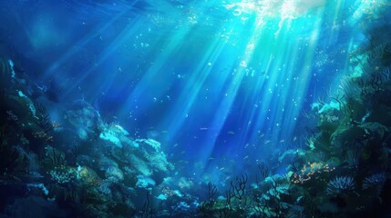 Fototapeta premium Sunlight Illuminates a Vibrant Coral Reef