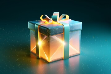 A glowing gift box icon with a ribbon, representing surprises and generosity
