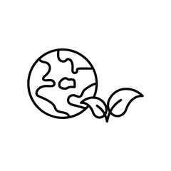 safe earth line icon with white background vector stock illustration