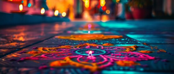 Obraz premium A closeup of a rangoli design for Diwali