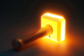 A glowing hammer icon with a nail, representing construction and craftsmanship