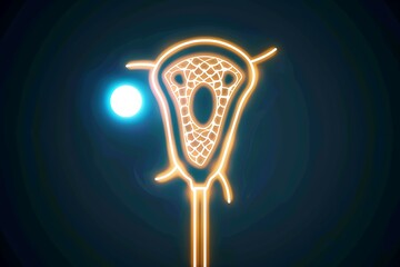 A glowing lacrosse icon with a stick and ball, representing speed and agility