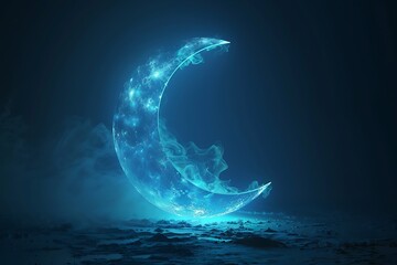 A glowing moon icon with a crescent shape, representing night and tranquility