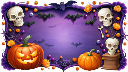 halloween frame with pumpkin