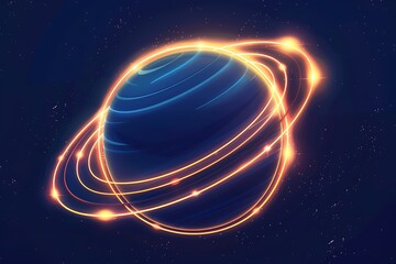 A glowing planet icon with a ring system, representing space and astronomy