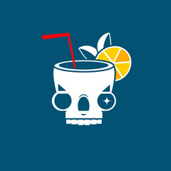 Hand-drawn monochrome flat illustration of the Margarita cocktail. illustration.