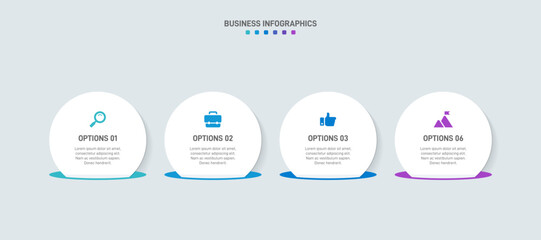 Horizontal progress bar featuring 4 arrow-shaped elements, symbolizing the four stages of business strategy and progression. Clean timeline infographic design template. Vector for presentation