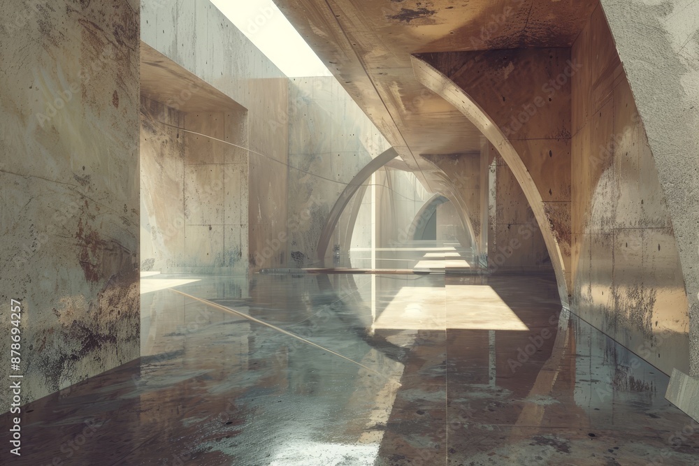 Aufkleber a long hallway featuring an extended window, creating an expansive view of the outside, challenge tr