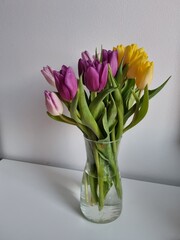 bouquet of tulips in vase