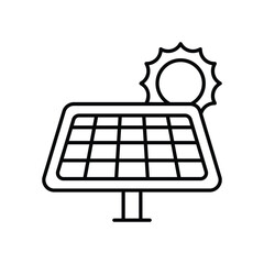 solar energy line icon with white background vector stock illustration