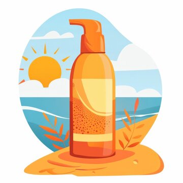 recommend clip art: a reefsafe sunscreen clipart, ecofriendly, minimalistic design, earth tones, isolated on white background