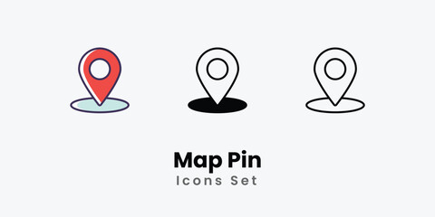 Map Pin Icons thin line and glyph vector icon stock illustration 