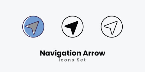 Navigation Arrow Icons thin line and glyph vector icon stock illustration 