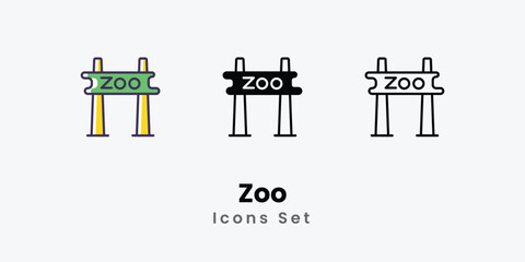 Zoo Icons thin line and glyph vector icon stock illustration 