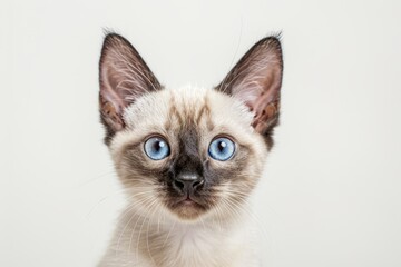 portrait of a Colorpoint Shorthair cat breed, with white background