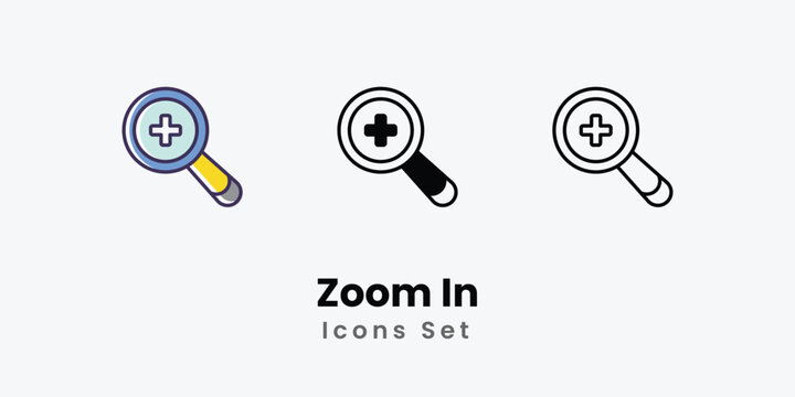 Zoom In Icons thin line and glyph vector icon stock illustration 