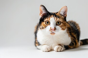 Obraz premium portrait of a Japanese Bobtail, cat breed, with white background