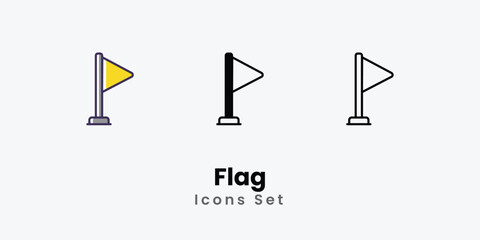 flag Icons thin line and glyph vector icon stock illustration 