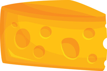 Cartoon drawing of a single slice of swiss cheese with holes, sitting on a white background
