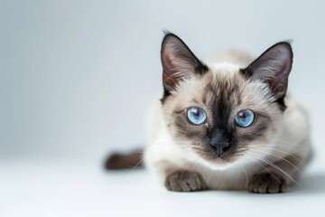 Fototapeta premium portrait of a Siamese cat breed, with white background
