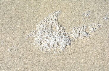 remains of foam on sea sand