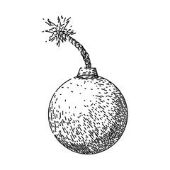 boom bomb hand drawn. smoke blast, explode explosion, dynamite isolated boom bomb vector sketch. isolated black illustration © PikePicture