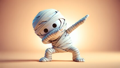 Cute Mummy Dabbing - A cute cartoon mummy doing the dabbing dance for Halloween