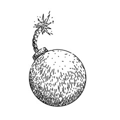 explode bomb hand drawn. explosion dynamite, isolated bang, comic art explode bomb vector sketch. isolated black illustration