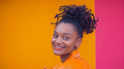 Energetic studio portraiture of female.Colorful backgrounds and different professions.