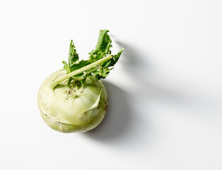 kohlrabi with green leaves