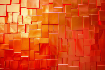 orange abstract 3D background with squares, textured geometric backdrop, abstract textured blocks. Geometric shapes overlap creating harmonious abstract composition.