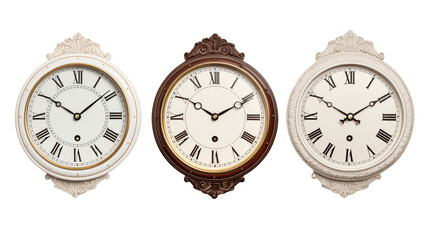 Set of wall clocks transparent background.